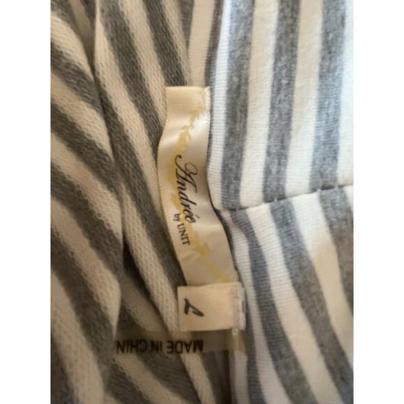 Andre by Unit gray/white knit zip front jacket L Avant‎ garde Preppy Casual Work - Picture 6 of 7